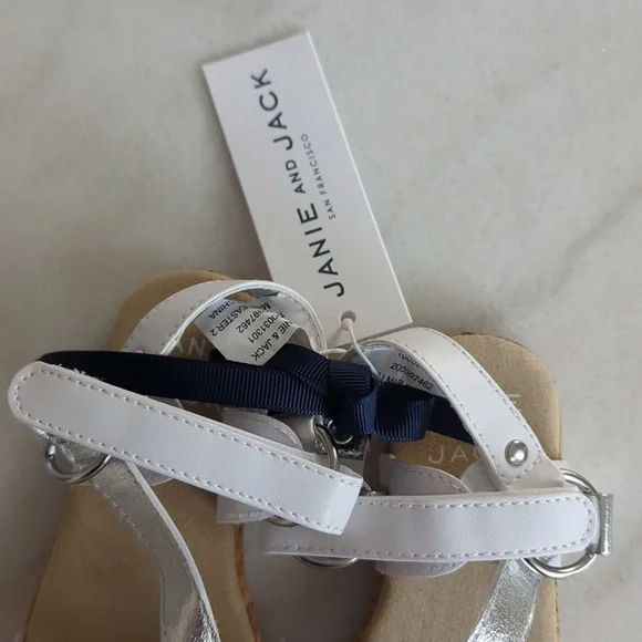 NWT Janie and Jack White and Silver Sandals - Picture 3 of 5